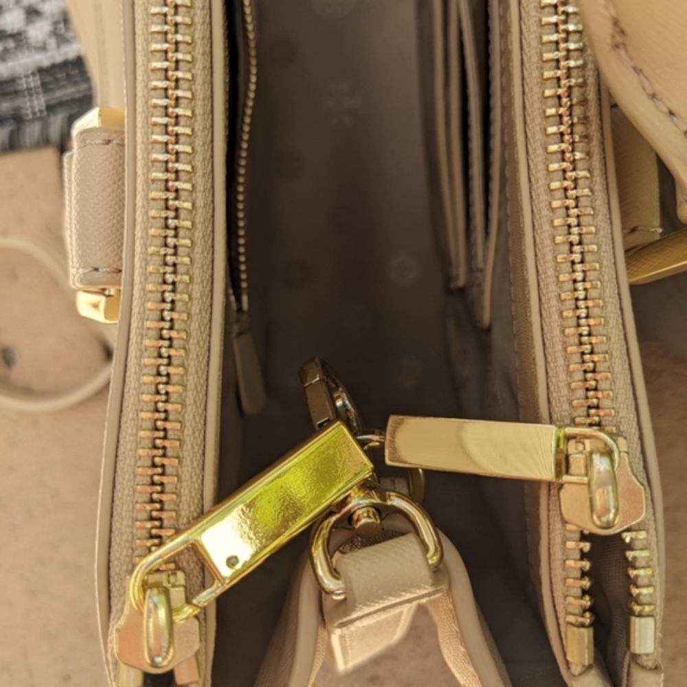 Tory Burch Beige Saffiano Leather Top-Handle Tote - Picture 3 of 7